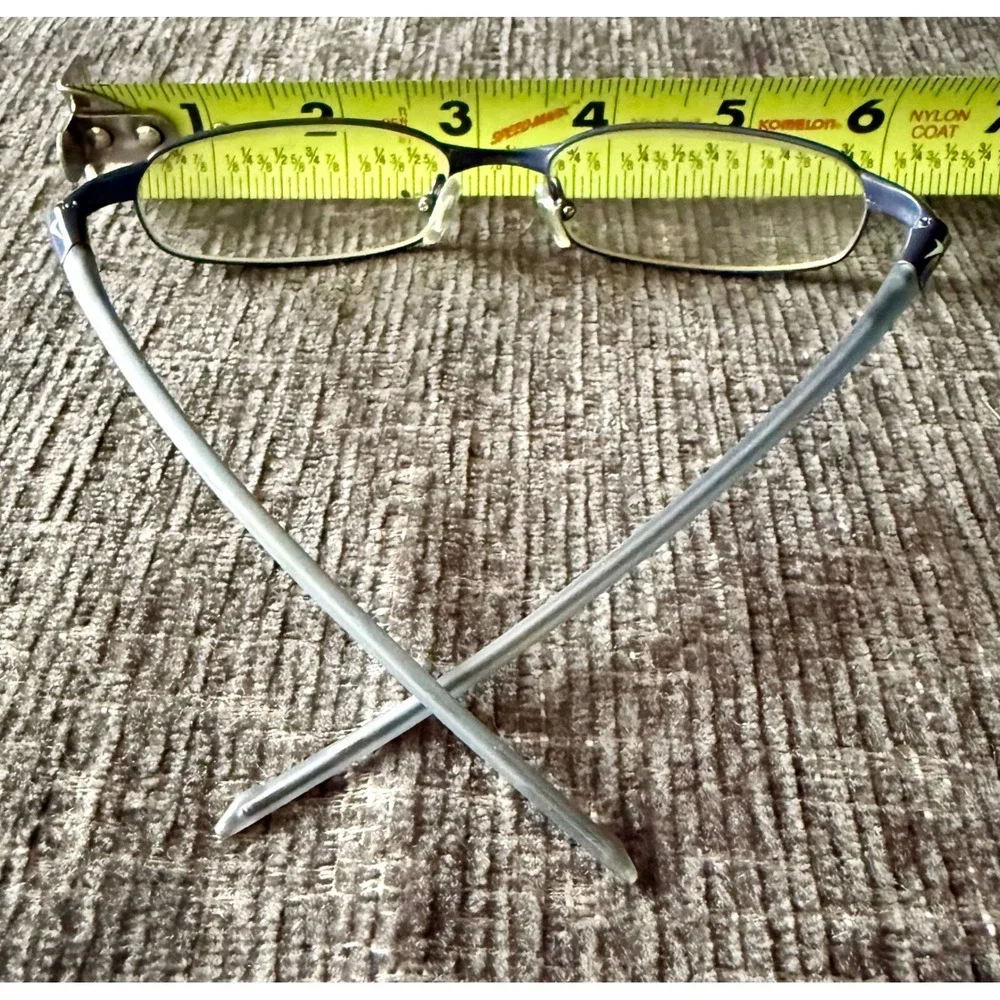 Nike Eyeglasses Unisex 54-17-135 Navy Blue Excellent Flexon 4105 Semi-Rimless